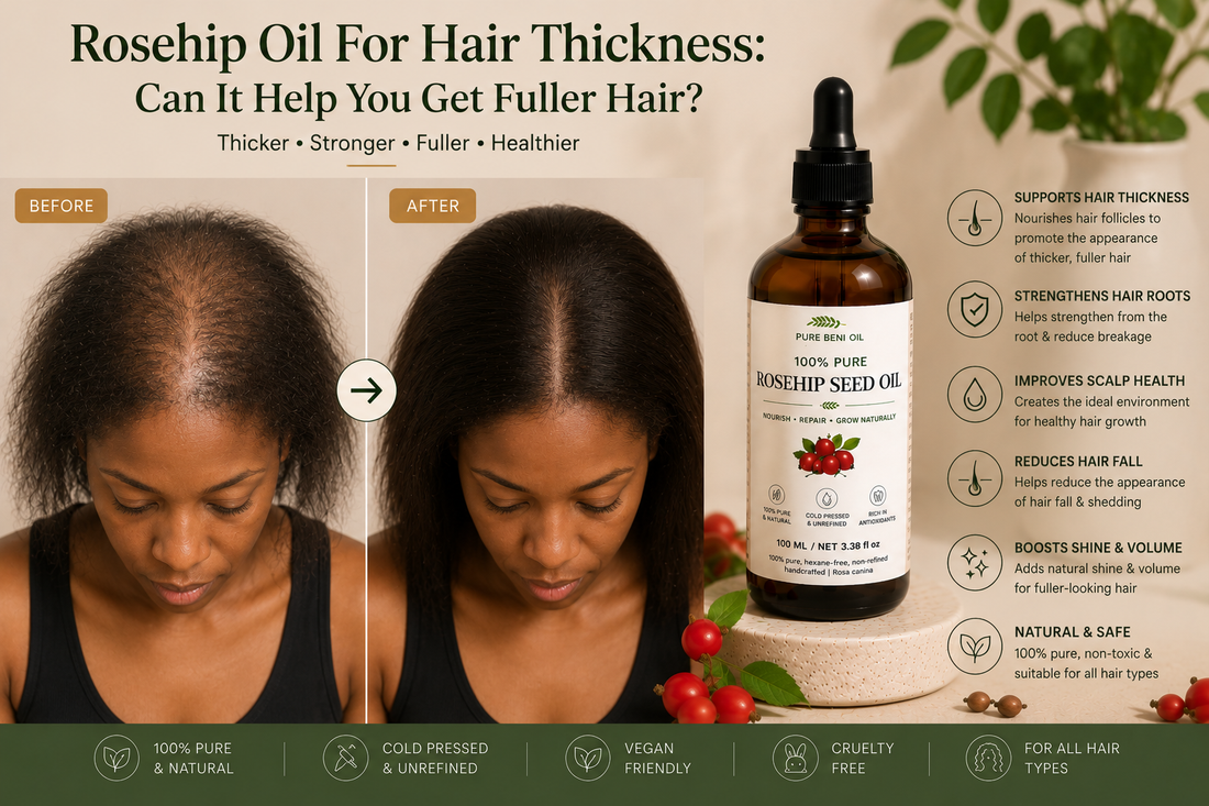 rosehip-oil-for-hair-thickness-thinning-hair-before-and-after-pure-beni-oil.webp — improved hair appearance with rosehip oil