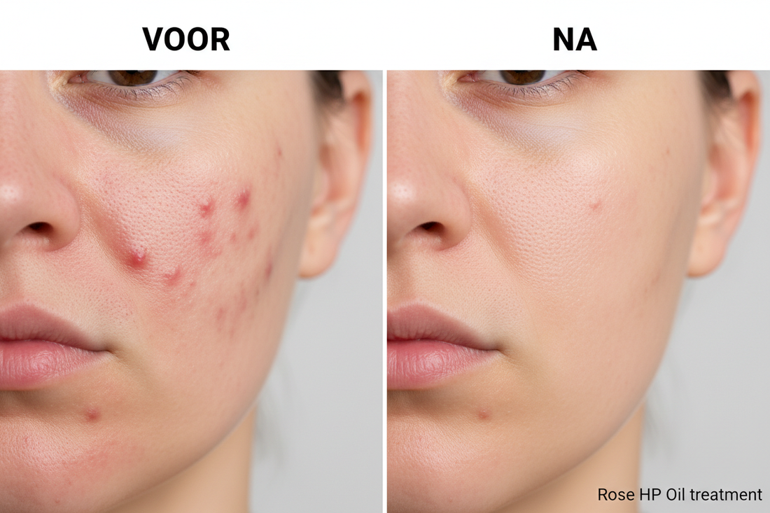 Before and after Rose HP Oil Pure Beni Oil - remove pimples natural solution