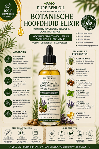 PURE BÉNI Botanical Scalp Elixir — Natural Scalp Care & Hair Nourishing Oil