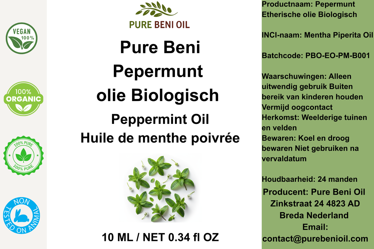 PURE BENI Biologische Pepermuntolie