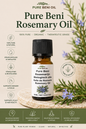 Pure Beni Rosemary Oil organic essential oil bottle with fresh rosemary sprigs, natural oil for hair growth, scalp care, aromatherapy and wellness.