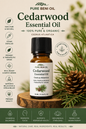 Pure Beni Cedarwood Essential Oil 10ml made from Cedrus Atlantica, 100% pure, organic and steam distilled essential oil for aromatherapy, relaxation, focus, respiratory wellness and scalp care.
