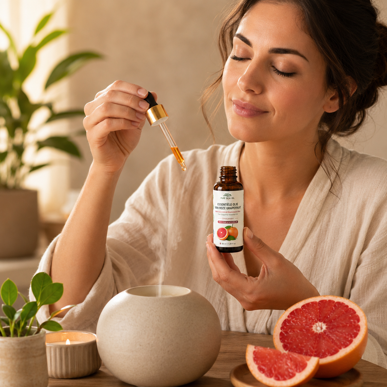 PURE BÉNI Essentiële Olie van Roze Grapefruit — aromatherapie gebruik