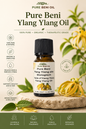 Pure Beni Ylang Ylang Essential Oil bottle for aromatherapy relaxation healthy hair care and natural botanical wellness