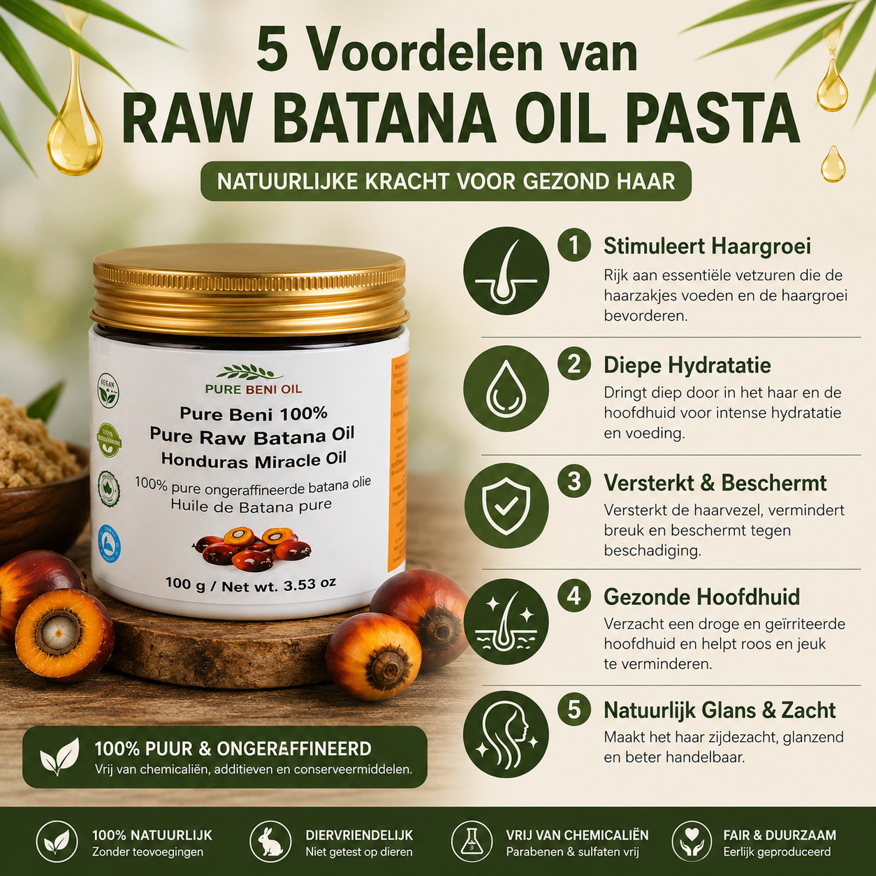PURE BENI Raw Batana Oil Paste — Deep Repair for Dry & Damaged Hair