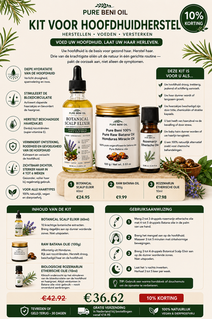 Kit de réparation du cuir chevelu — Élixir botanique pour le cuir chevelu + Huile de batana + Huile de romarin